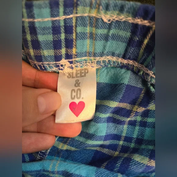 XL Sleep & Co Plaid Blue Pajama Pants with Yellow Drawstring - Picture 5 of 6